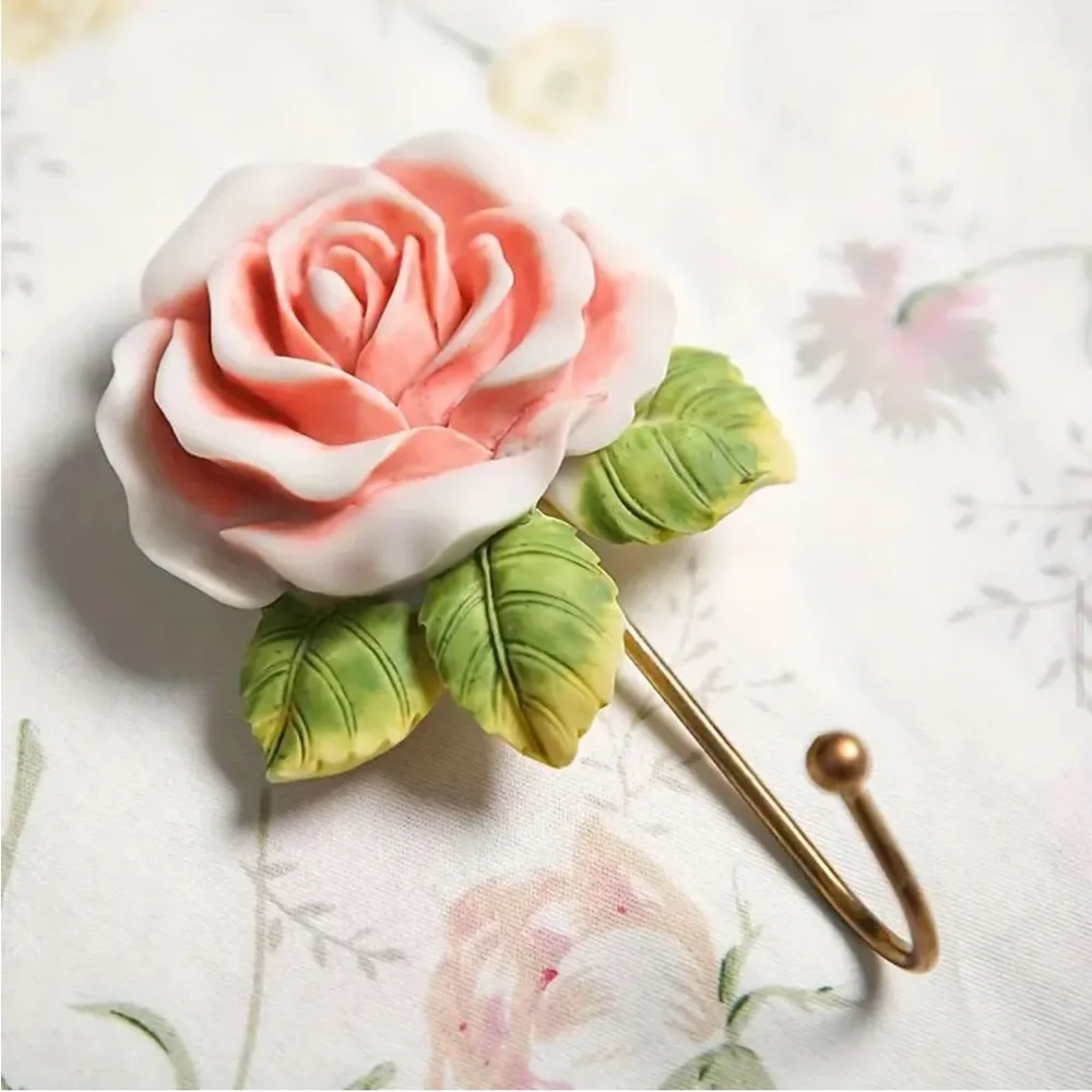 Rose Shaped Resin Decorative Wall Hook
